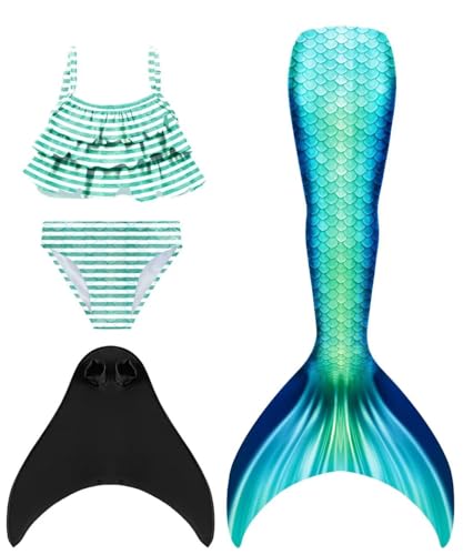 SPEEDEVE Meerjungfrauenschwanz zum Schwimmen Mädchen Meerjungfrau Flosse mit Bikini Set
