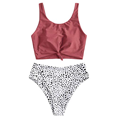 ZAFUL Zweiteiliger Beachwear Set, verknotet Oberteil mit Schulterträger & Tropisches...