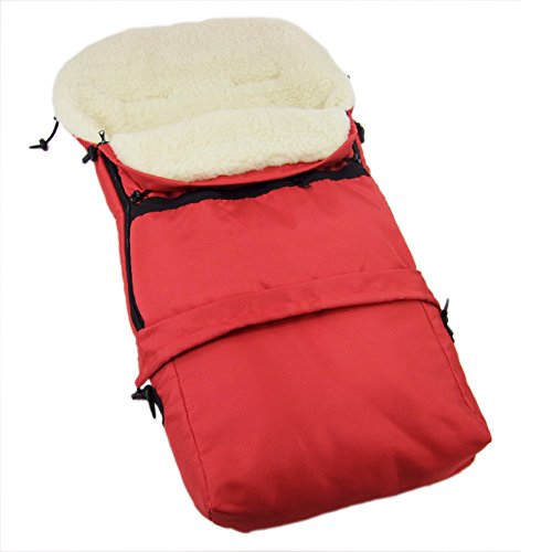 Rawstyle 3 in 1 Winterfußsack (Rot) 110cm & 85cm **12 MOTIVE** aus LAMMWOLLE für...