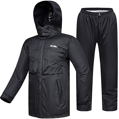 ILM Motorrad Regenkombi Herren Wasserdicht-Regenjacke Verschleißfest, 6 Taschen,...