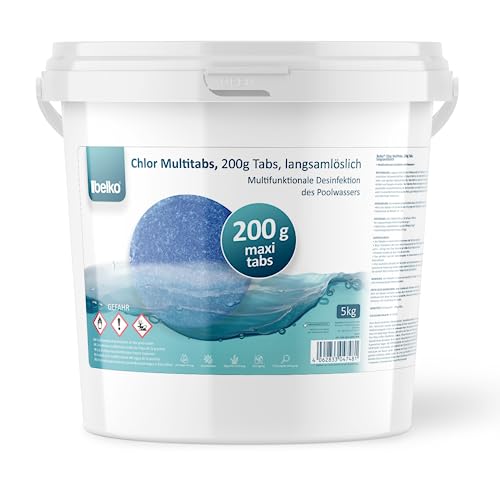 Belko® Chlortabletten für Pools Multitabs 5 in 1-200g Tabs Multi Chlortabletten - 5kg...