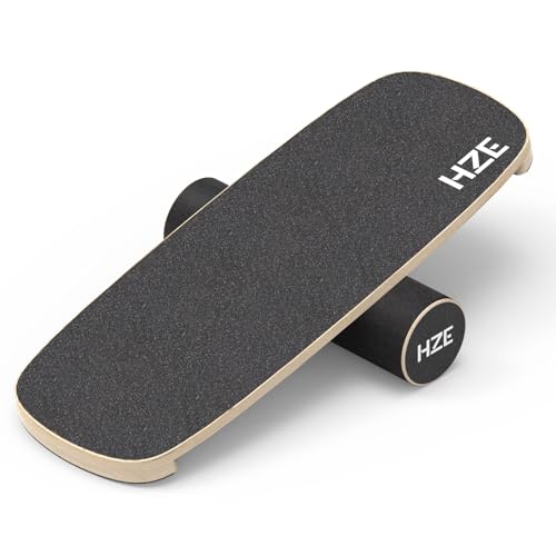 HZE Balance Board, Wooden Balance-Board Trainer mit Rolle für Skateboard, Hockey,...