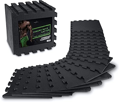 AthleticPro Bodenschutzmatte Fitness [31x31cm] - 18 extra dicke Bodenmatten [20% mehr...