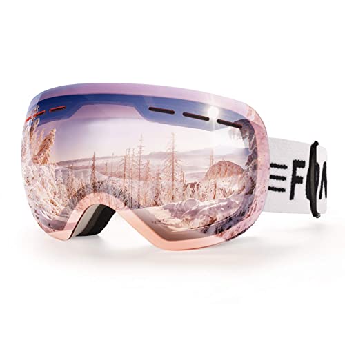 FONHCOO Skibrille Damen OTG Skibrille für Brillenträger, UV-Schutz Verspiegelte...