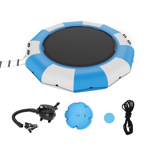 VEVOR Aufblasbarer Wassertrampolin mit Leiter, wasserdichte, Abriebfeste, Wassertrampoline...