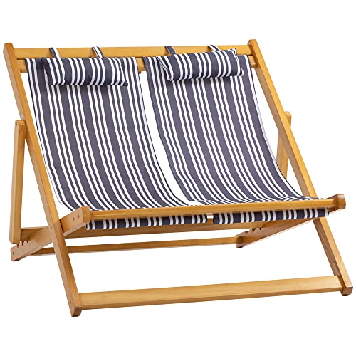 Outsunny sun lounger double lounger made of wood garden lounger