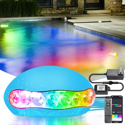 Wifi RGB+IC 15W LED Pool Lichter,2024 Upgrade Teichbeleuchtung Musikmodus,Timing...