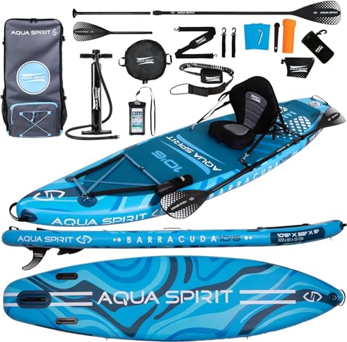 Aqua Spirit SUP Aufblasbares Stand-Up Paddle Board 2024 | 320x81x15cm | Kompletter...