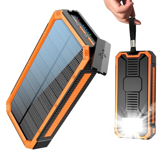 Solar Powerbank 20000 mAh, PD20W Wasserdichtes Solar Ladegerät USB C Externer Akku...