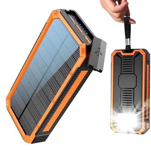 Solar Powerbank 20.000 mAh, PD20W Wasserdichtes Solar Ladegerät USB C Externer Akku...