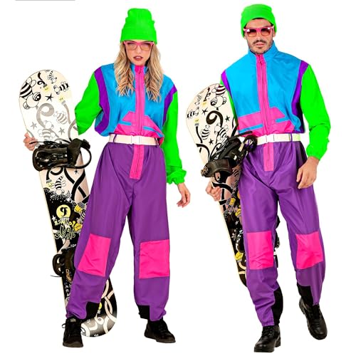 W WIDMANN MILANO Party Fashion - Kostüm Snowboarder, Overall, Retro Schneeanzug, 80er...