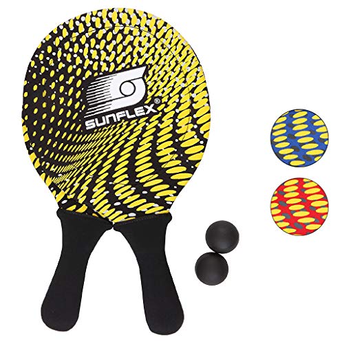 Sunflex Neopren Beachball Set Splash mit Zwei Schlägern und Zwei Bällen weich und leicht...