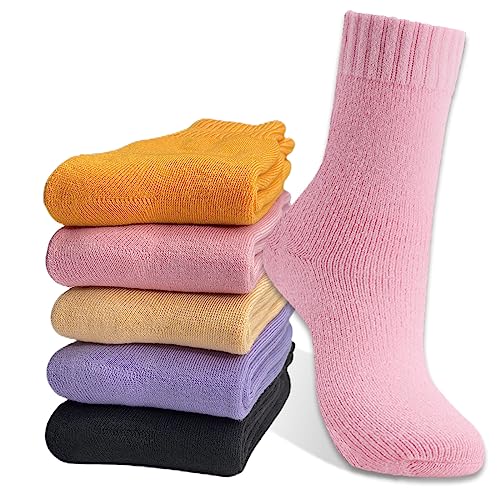 Hocerlu Thermosocken Damen, Dicke Warme Kuschelsocken Damen 5 Paar Wintersocken WollSocken...