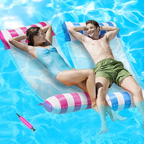 Lunriwis 2 PCS Aufblasbares Schwimmbett,luftmatratze Pool,Wasserhängematte,4 in 1...