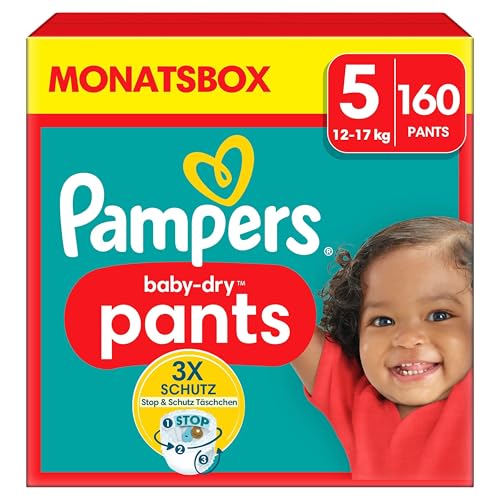 Pampers Windeln Pants Größe 5 (12-17kg) Baby-Dry, Junior mit Stop- und Schutz...