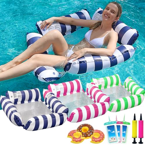 LUSTERMOON 3 Stück Pool Float Chair Lounge für Erwachsene, aufblasbare Poolschwimmer...