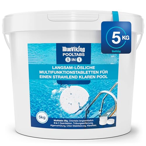 BlueViking 5kg Chlortabletten für Pool 5 in 1 - Hochwirksame Multitabs Pool 20g im 5kg...