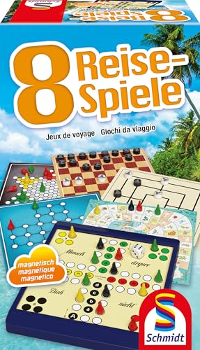 Schmidt Spiele 49102 - 8 Reise-Spiele, Spielesammlung, magnetisch, Bunt, 1 bis 4 Spieler