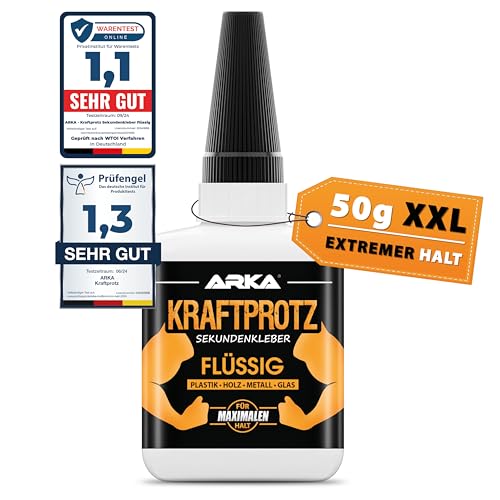 50 g Sekundenkleber extra stark - Inkl. Anti-Austrocknungs-Spitze - KRAFTPROTZ -...