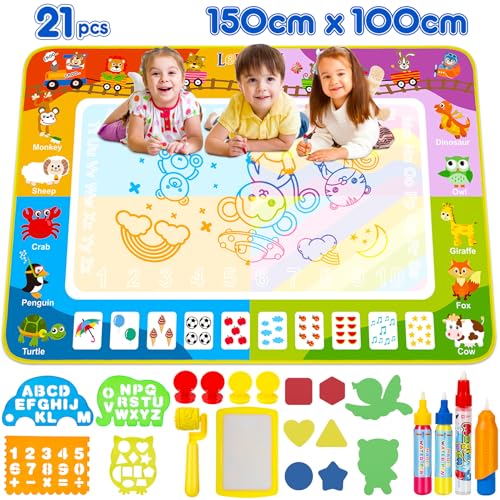 lenbest Spielzeug Kinderspielzeug ab 1 2 3 Jahre - 150×100cm Wasser Doodle Matte - Aqua...