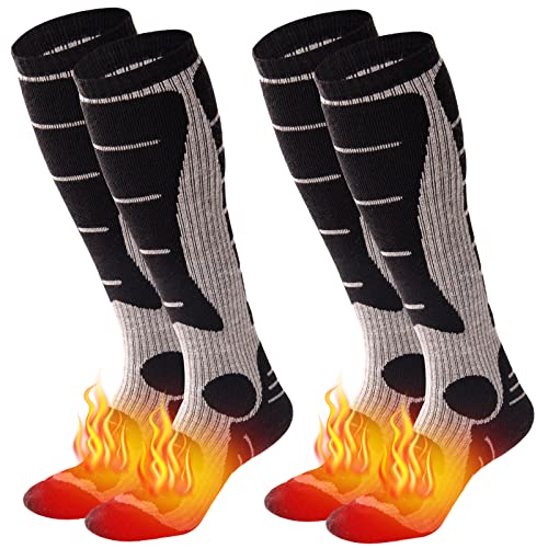 NOVAYARD 2 Paar Merino Wolle Skisocken kniehohe Thermosocken Warme Kompressionssocken...