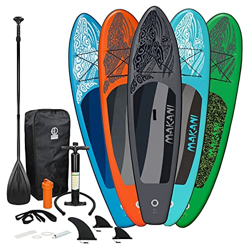 ECD Germany Aufblasbares Stand Up Paddle Board Set Makani Blau, 320x82x15 cm, aus PVC, bis...