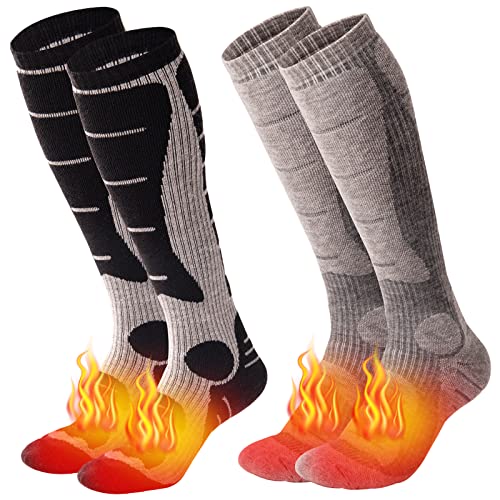 NOVAYARD 2 Paar Merino Wolle Skisocken kniehohe Thermosocken Warme Kompressionssocken...