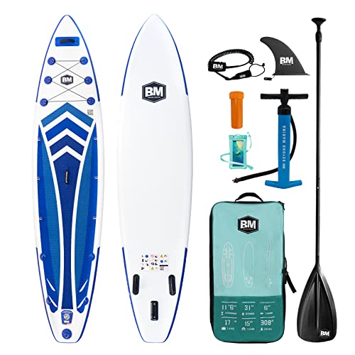 BEYOND MARINA SUP Aufblasbares Stand Up Paddel Board, Featherlight 350x78.7x15cm Surf...