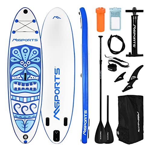 MSPORTS Stand Up Paddle Board Aufblasbar Komplettes Paddleboard Zubehör Verstellbares...