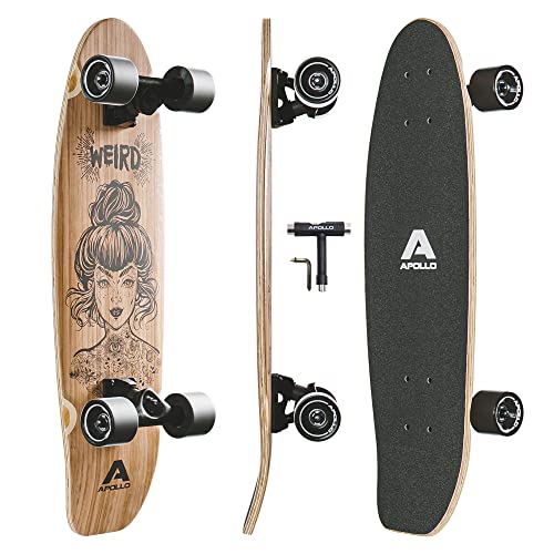 Apollo Mini-Longboard | Midi Cruiser als Komplett-Board, 70cm (30x8) | wendiges Kick Tail...