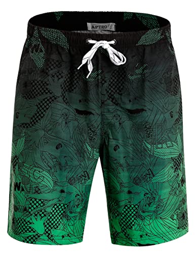 APTRO Herren Badehose Freizeit Short Schnelltrocknend Badeshorts Grün BS023 2XL