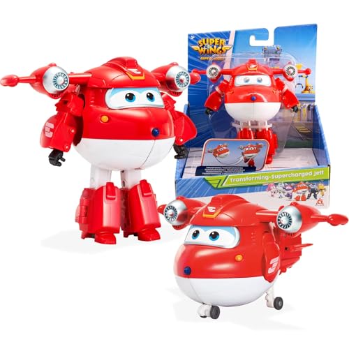 Super Wings EU740283 - Transformations-Flugzeug Supercharged Jett, ca. 12,7 cm große...