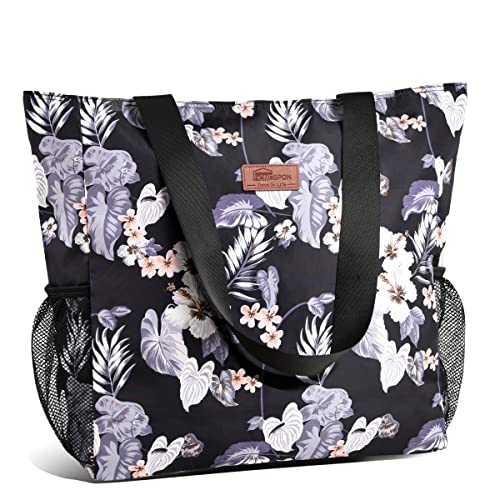 HOMESPON Große Wasserdichte Strandtasche mit Reißverschluss und Taschen für Damen...