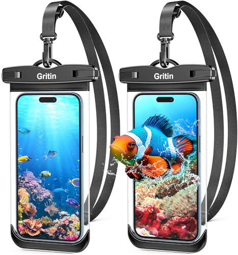 Gritin Wasserdicht Handyhülle, [2 Stück] IPX8 wasserdichte Handytaschen Unterwasser...