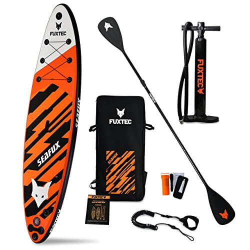 Fuxtec Aufblasbares SUP Board Set – Stand Up Paddle Board 320 x 81 x 15 cm mit 3 Finnen...