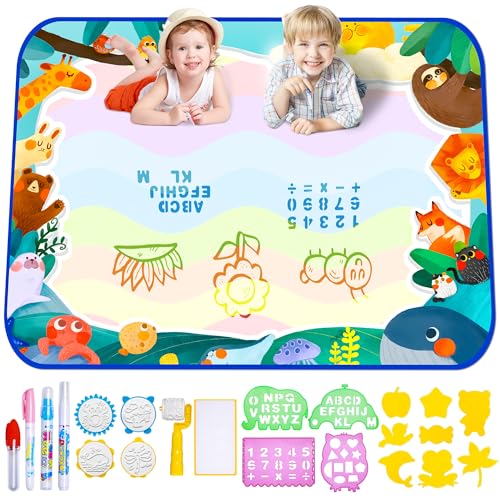 bemece Wasser Doodle Matte, Aqua Magic Doodle Malmatte Mit Wasserstift, Malereigeschenke...