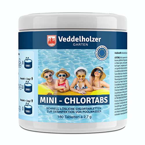 Veddelholzer 180 Mini Chlortabletten. Schnelllösliche Multitabs für Pool, Aufstellpool,...