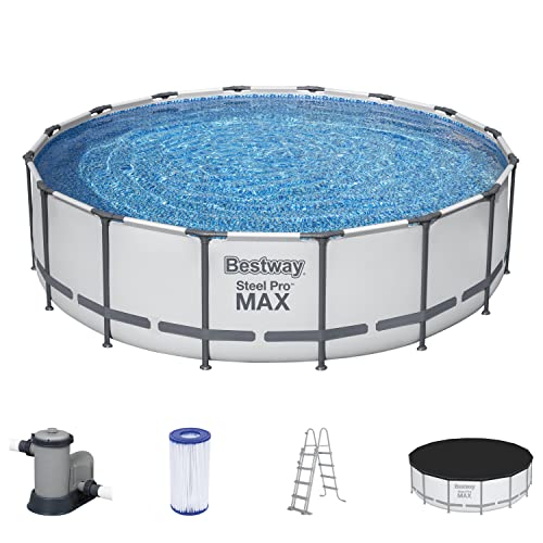 Bestway Steel Pro MAX Frame Pool Komplett-Set mit Filterpumpe Ø 488 x 122 cm , lichtgrau,...