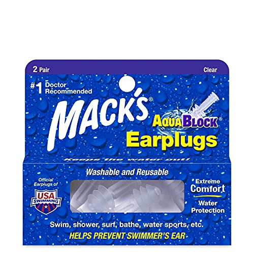 Macks Aqua Block Ohrstöpsel Transparent farblos 2 Pairs