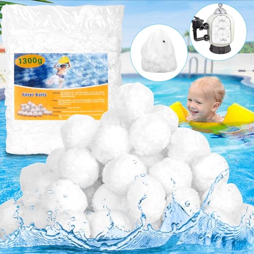 GROFIS Filterbälle Pool für Sandfilteranlagen, 1300g Filterballs Ersatz 45Kg Filtersand...