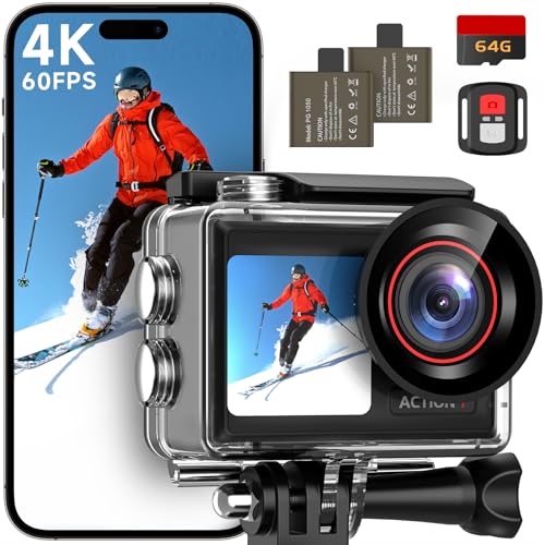 syndesmos Action Cam 4K 60FPS, 40M Unterwasserkamera, 30MP HD Unterwasserkamera...