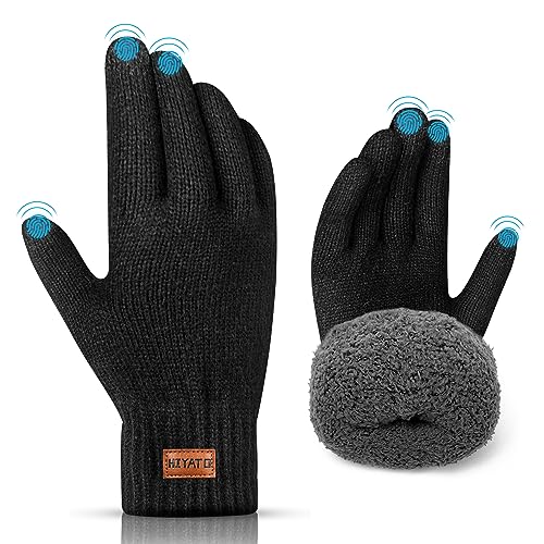 HIYATO Handschuhe herren, Verdickte Touchscreen Winterhandschuhe, Warme Strickhandschuhe...