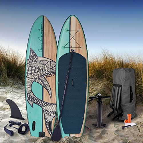 BRAST SUP Board Tribal Ocean Sixties Turtle & Natural | Aufblasbares Stand up Paddle Set |...