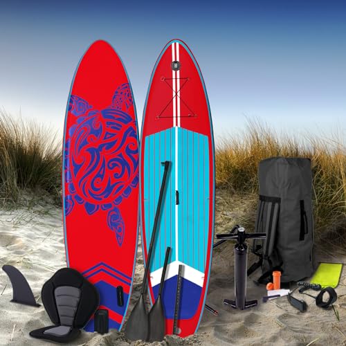 BRAST SUP Board SUPER SET | Aufblasbares Stand up Paddle mit extra Zubehör | 320x81x15cm...
