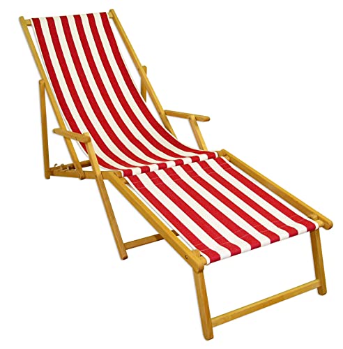 Erst-Holz Liegestuhl rot-weiß Strandliege