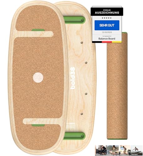 Bold38 Balance-Board mit Rutschfester Kork und Premium Holz-Brett - Balance Board...