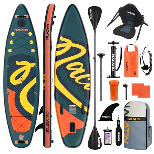 10'6' Aufblasbares Stand-Up-Paddle-Board mit Kajak-Umrüstsatz, Komplettes SUP-Set für...