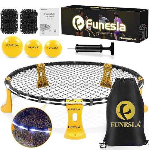 Funeslaball Outdoor Spieleset, Beleuchtetes Roundnet Spieleset Team Games bestehend aus...