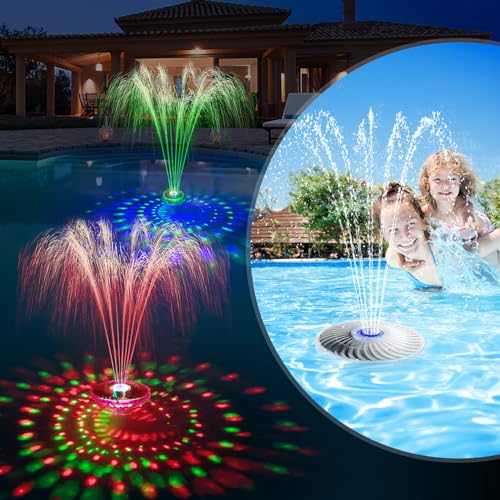 DeeprBetter Pool Springbrunnen Solar mit Licht, Schwimmender Solar Springbrunnen mit 7...