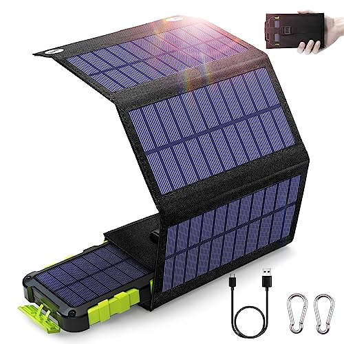 8W Solarpanel mit Solar Powerbank 20000 mAh, PD15 W USB C Solar Ladegerät mit 3 Ausgänge...